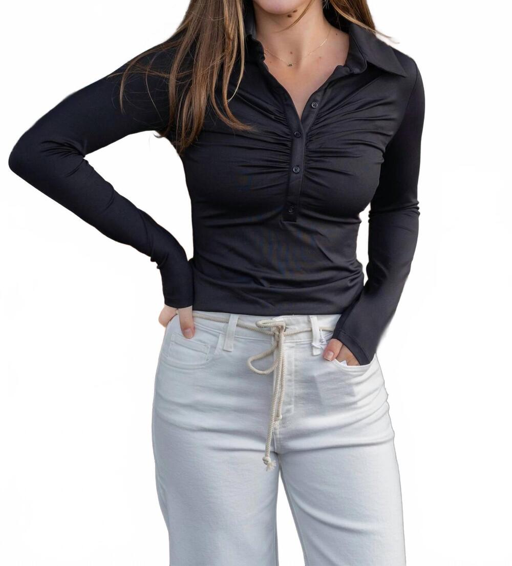 NEW RD STYLE jori shirred top in black